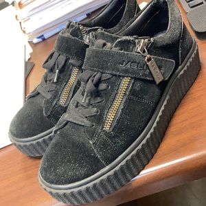 J/Slides black suede 6 sneakers with zippers